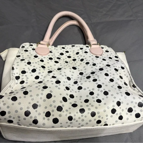 Charming Betsey Johnson Polka Dot Handbag with Pink Accents - Picture 3 of 9